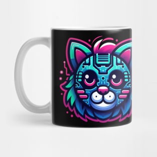 neon cyberpunk cat graphic Mug